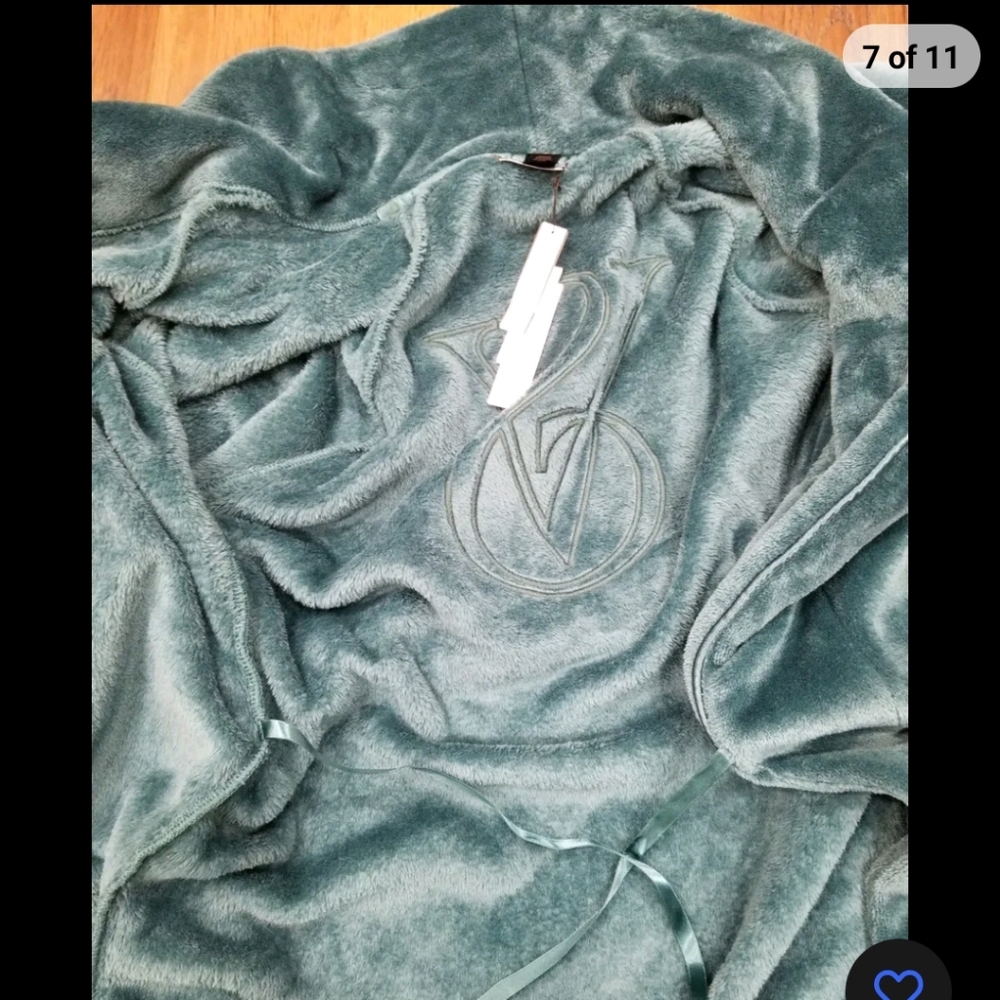 NWT! Victorias Secret Cozy Green Short Robe Super Soft XS/S - Picture 11 of 14